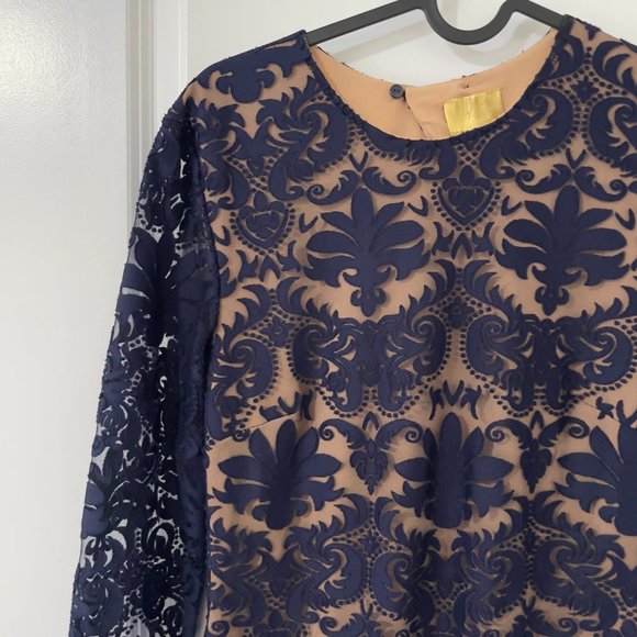 H&M - Navy Blue Full Sleeve Bodycon Lace Dress - Picture 3 of 6